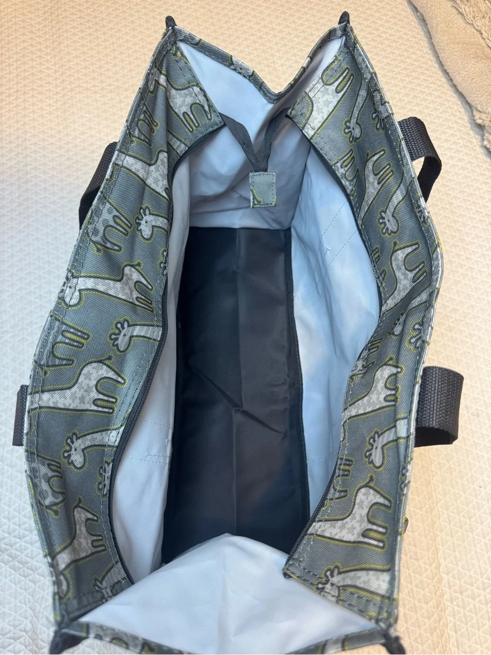 Thirty-One Zip-Top Organizing Utility Tote Go-Go Giraffe Gray Retired Print